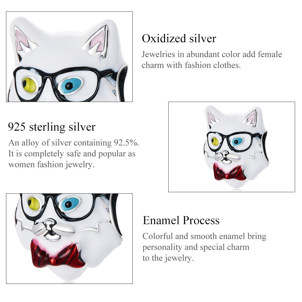 925 Sterling Silver Cat Bead For Diy Bracelet Or Necklace 5