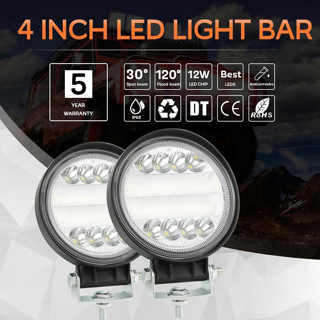 2 Pcs 4 Inch 15W Spot / Flood Light White Light Round - Shaped Waterproof Car Suv Work Lights Spotlight Led Bulbs Dc 9 - 30V 5