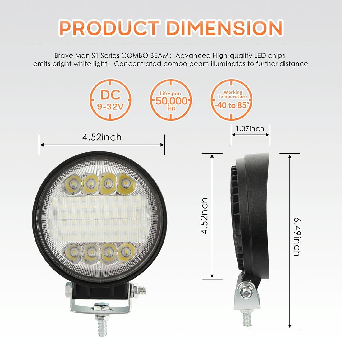 2 Pcs 4 Inch 15W Spot / Flood Light White Light Round - Shaped Waterproof Car Suv Work Lights Spotlight Led Bulbs Dc 9 - 30V 7