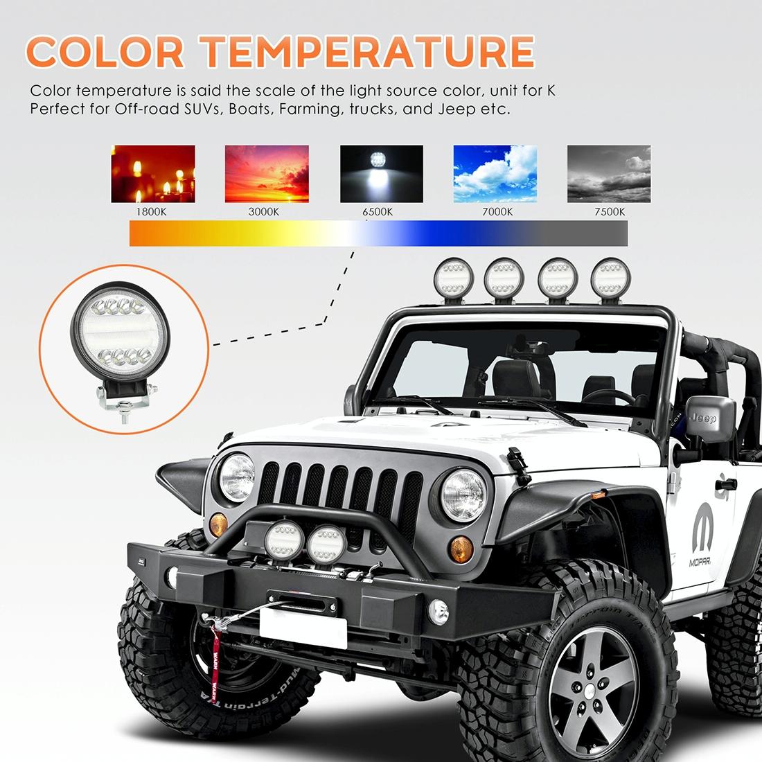 2 Pcs 4 Inch 15W Spot / Flood Light White Light Round - Shaped Waterproof Car Suv Work Lights Spotlight Led Bulbs Dc 9 - 30V 12