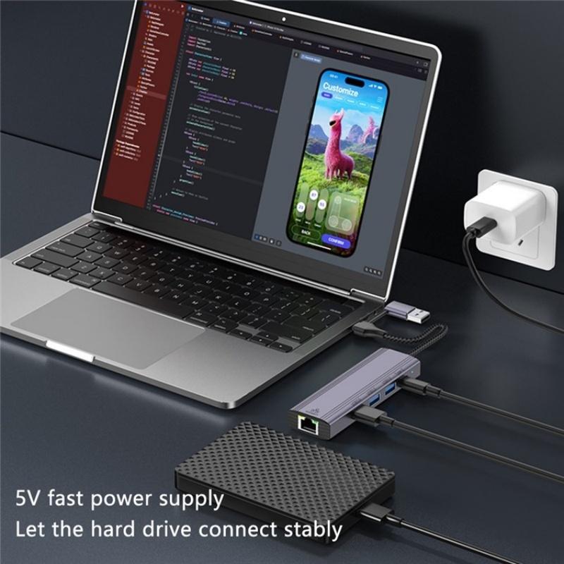 Usb-A / C Docking Station 3X Usb3.0 Usb-C Gigabit 4