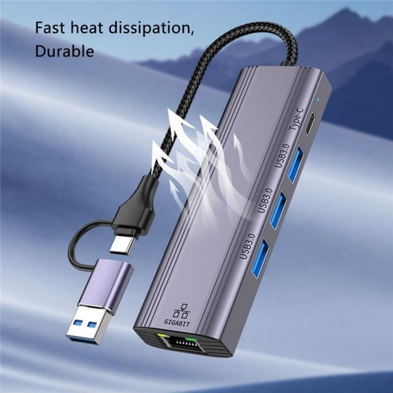 Usb-A / C Docking Station 3X Usb3.0 Usb-C Gigabit 5