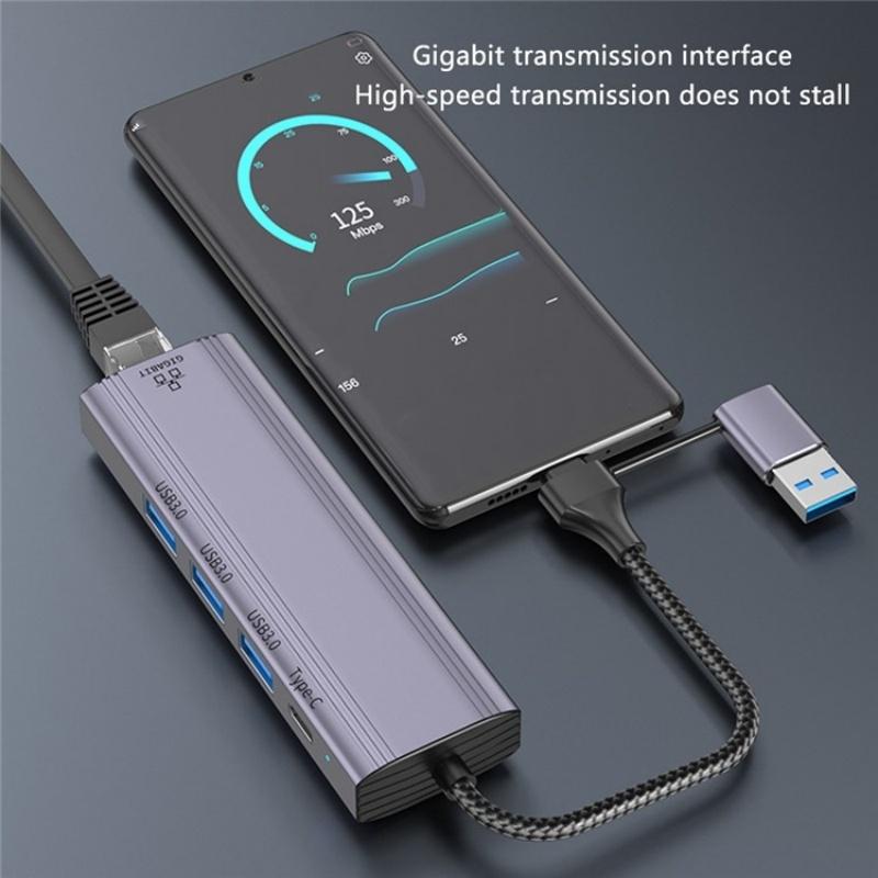 Usb-A / C Docking Station 3X Usb3.0 Usb-C Gigabit 6