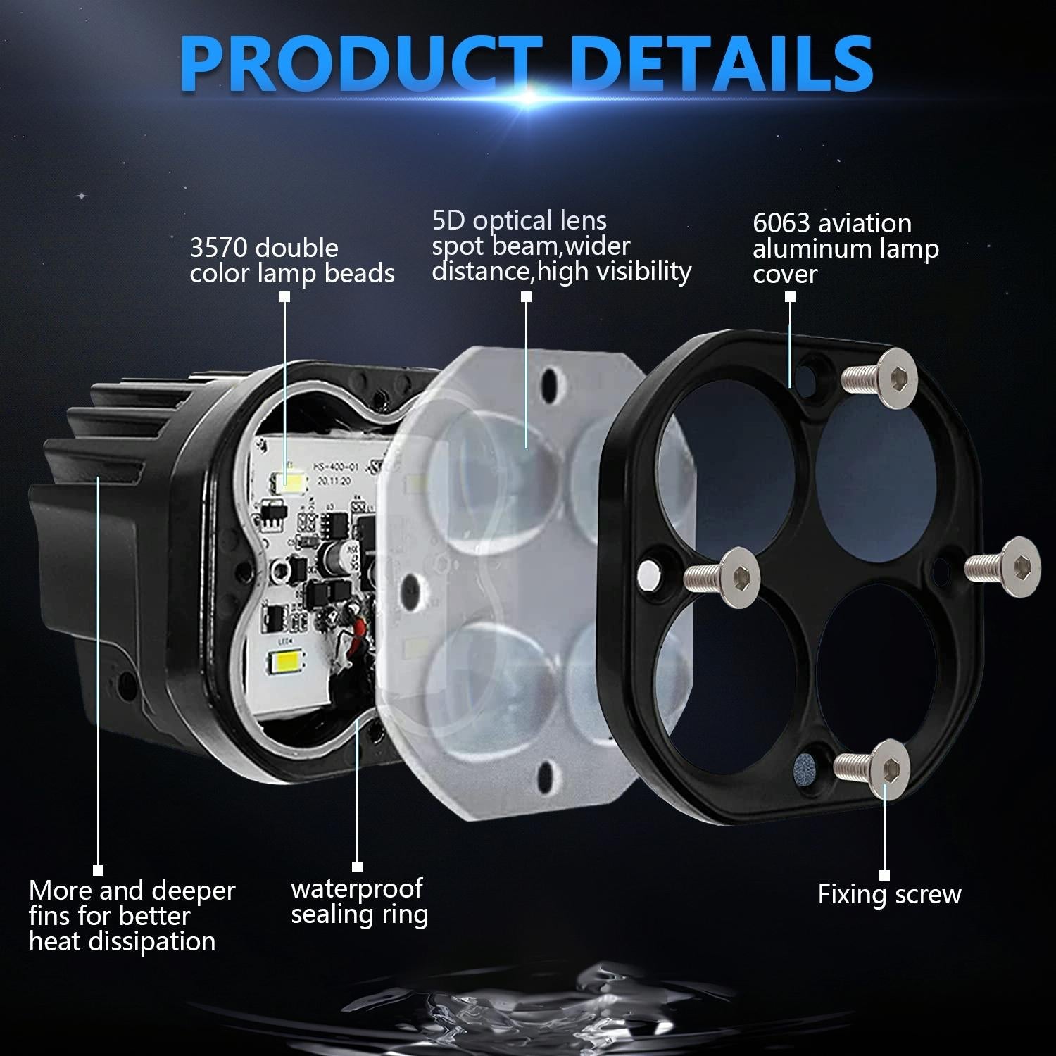Car 3 Inch Continuous Two - Colour Spotlight 20W / 2000Lm / Dc9 - 30V 3