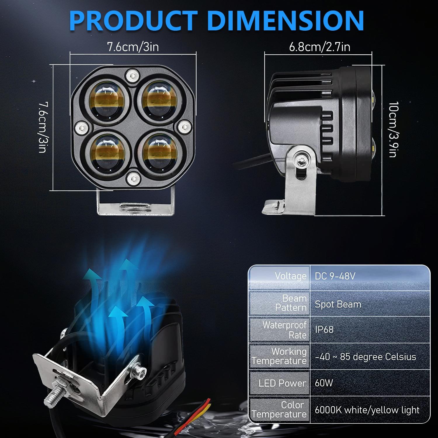 Car 3 Inch Continuous Two - Colour Spotlight 20W / 2000Lm / Dc9 - 30V 5