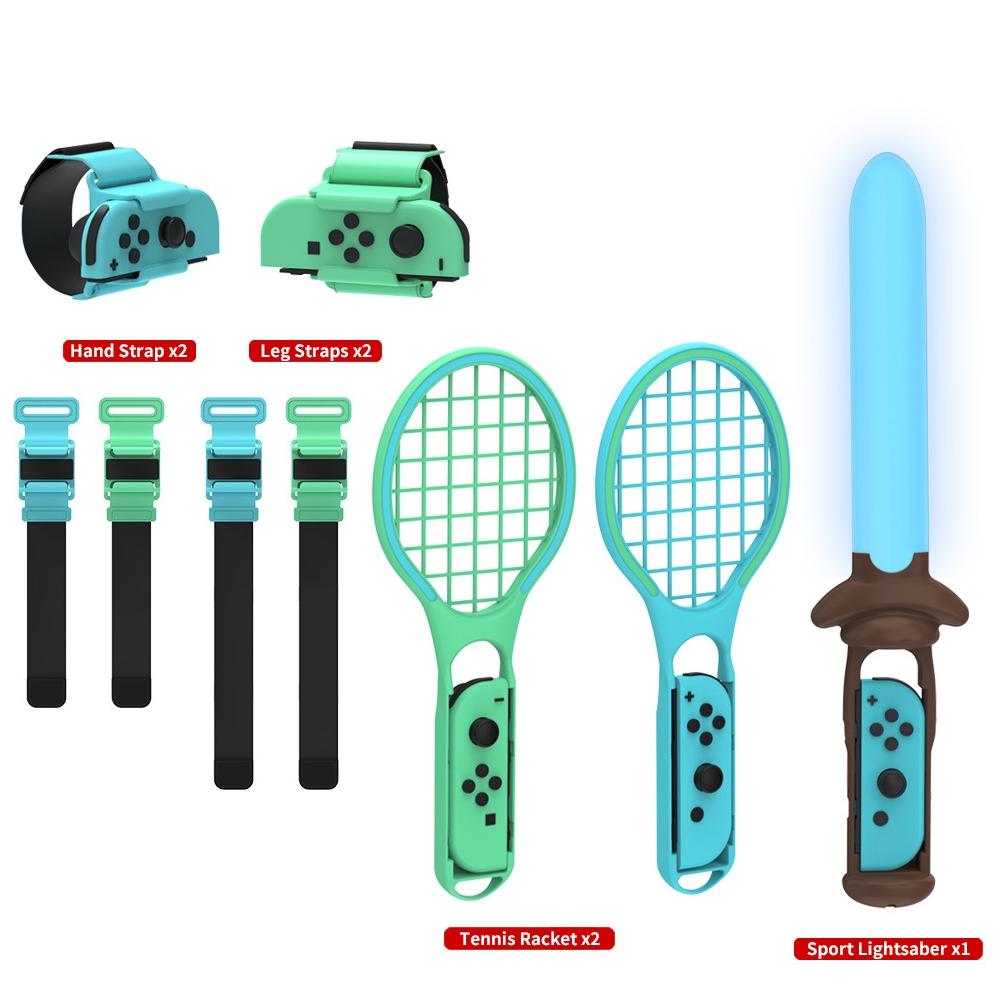 7-in-1 Sports Set for Nintendo Switch Lightsaber Leg Strap Tennis Racket Wrist Strap 3