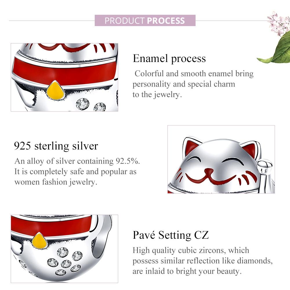 925 Sterling Silver Fortune Cat Beads For Diy Bracelets & Necklaces 5