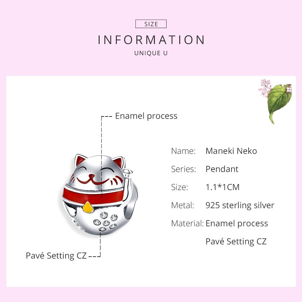 925 Sterling Silver Fortune Cat Beads For Diy Bracelets & Necklaces 6