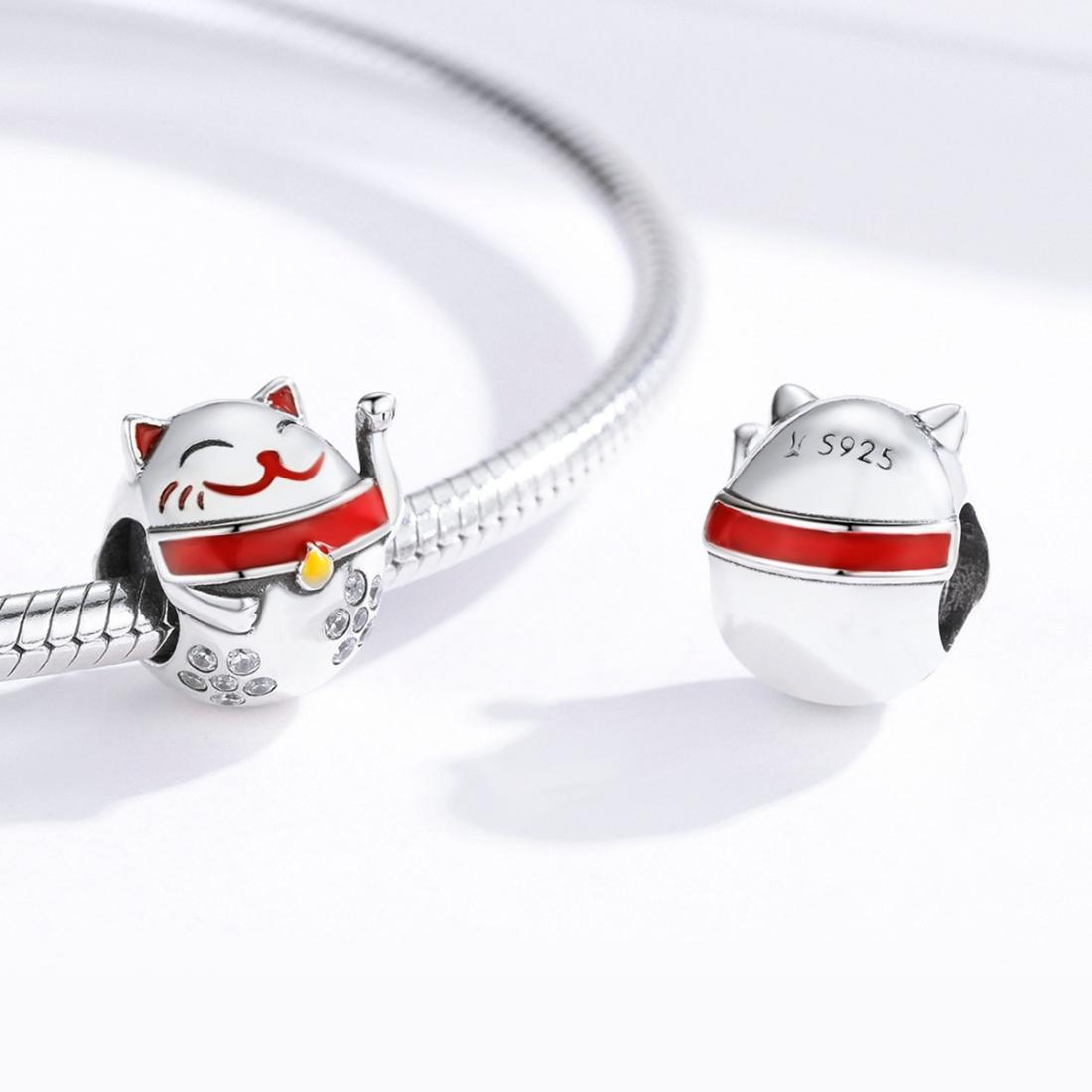 925 Sterling Silver Fortune Cat Beads For Diy Bracelets & Necklaces 7