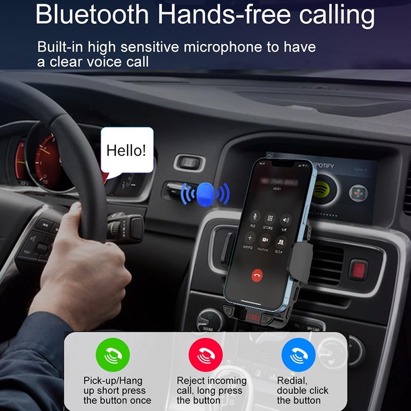Bluetooth 5.0 Car Mp3 Player Fm Transmitter & Phone Holder 7