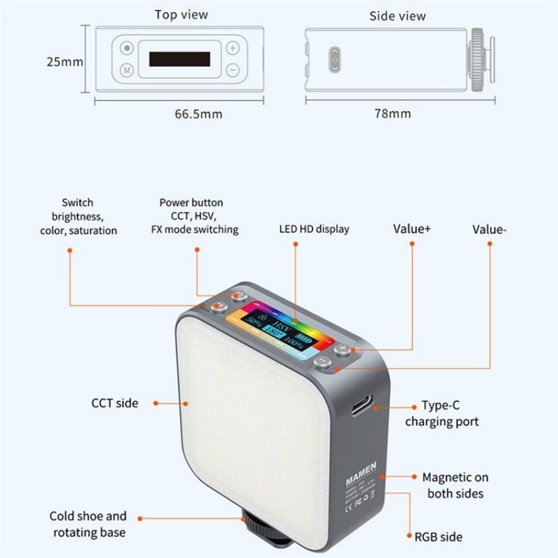 Portable Dimmable Rgb Fill Light for Photography and Phone 10