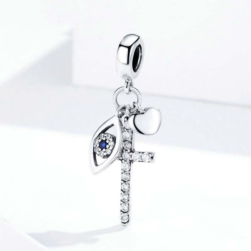925 Sterling Silver Cross Charm For Diy Bracelets 3