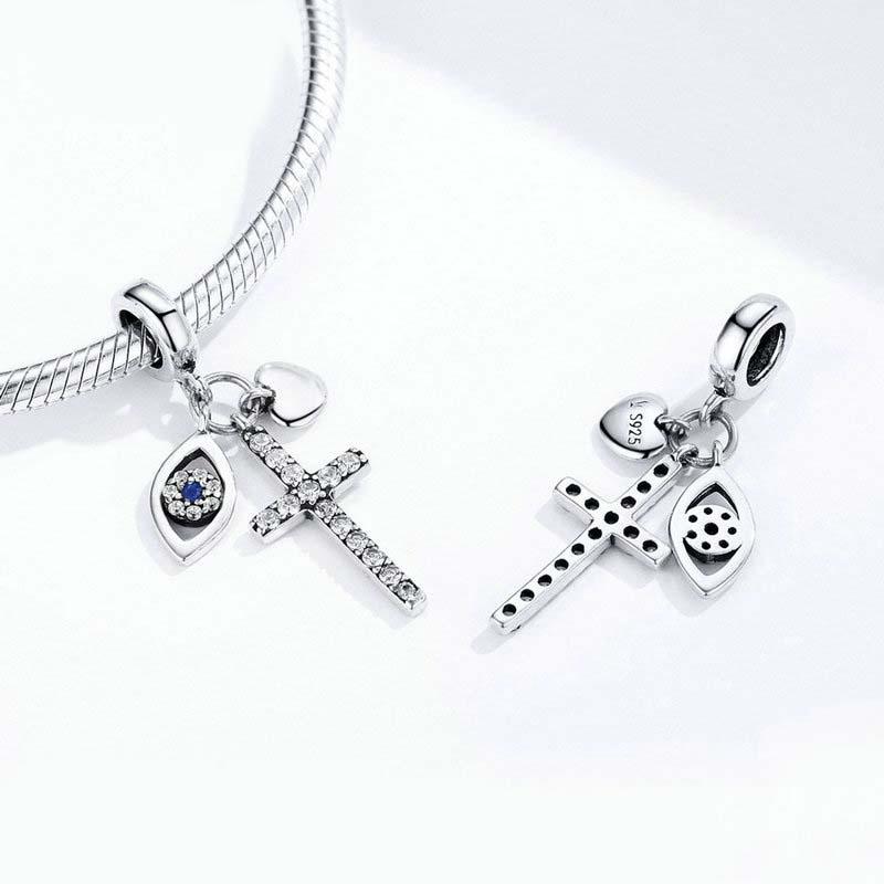 925 Sterling Silver Cross Charm For Diy Bracelets 4