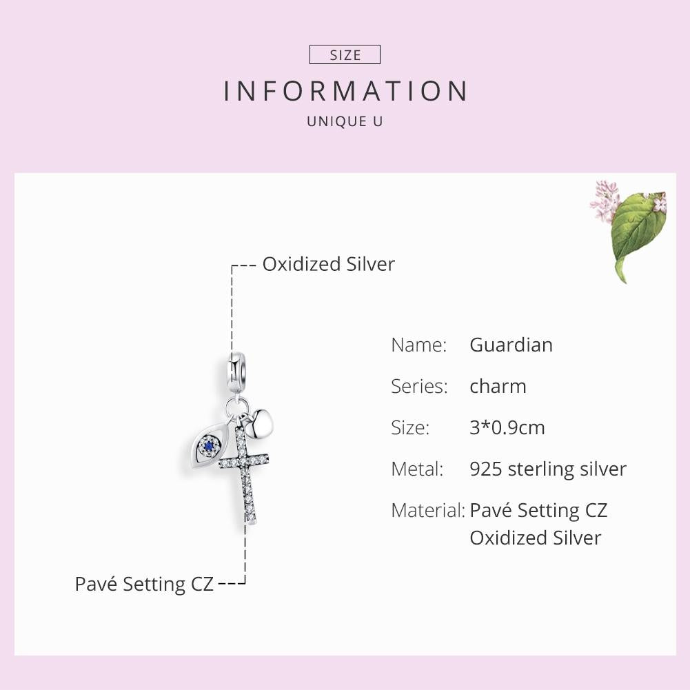 925 Sterling Silver Cross Charm For Diy Bracelets 7