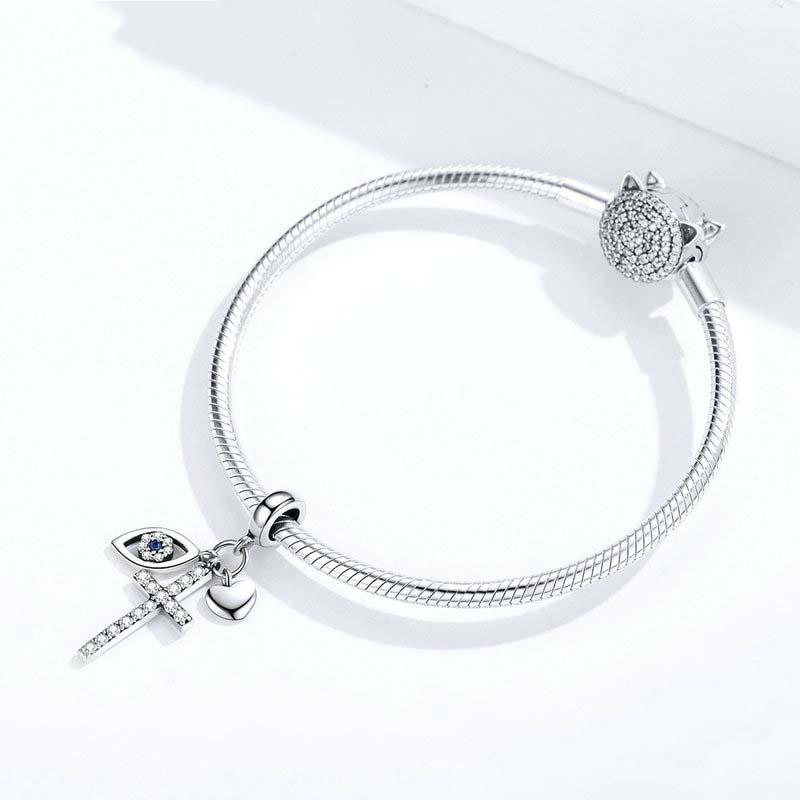 925 Sterling Silver Cross Charm For Diy Bracelets 8