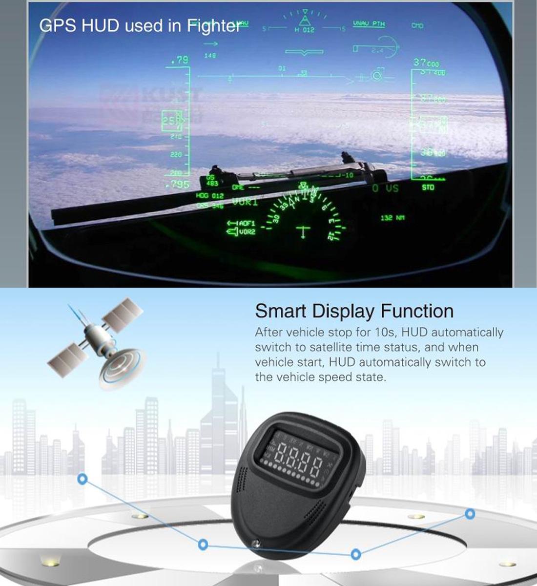 2.0 Inch Car Gps Hud Head Up Display Speed Altitude & Alarm Auto Sleep Satellite Signal 14