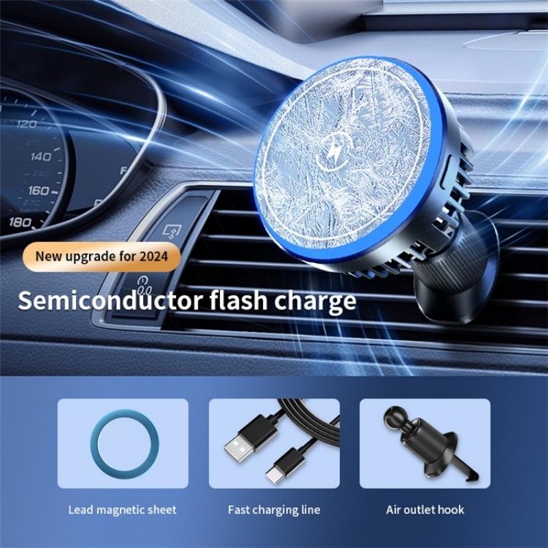 Wireless Magnetic Car Vent Charger with Colourful Light - Phone Charging Stand 3