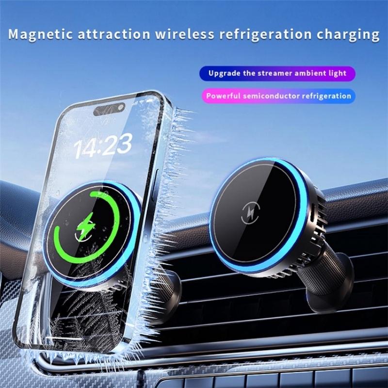 Wireless Magnetic Car Vent Charger with Colourful Light - Phone Charging Stand 4
