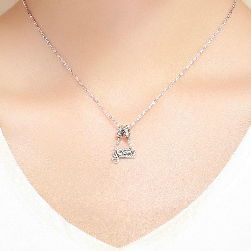 925 Sterling Silver Adorable Cat Pendant Necklace 9