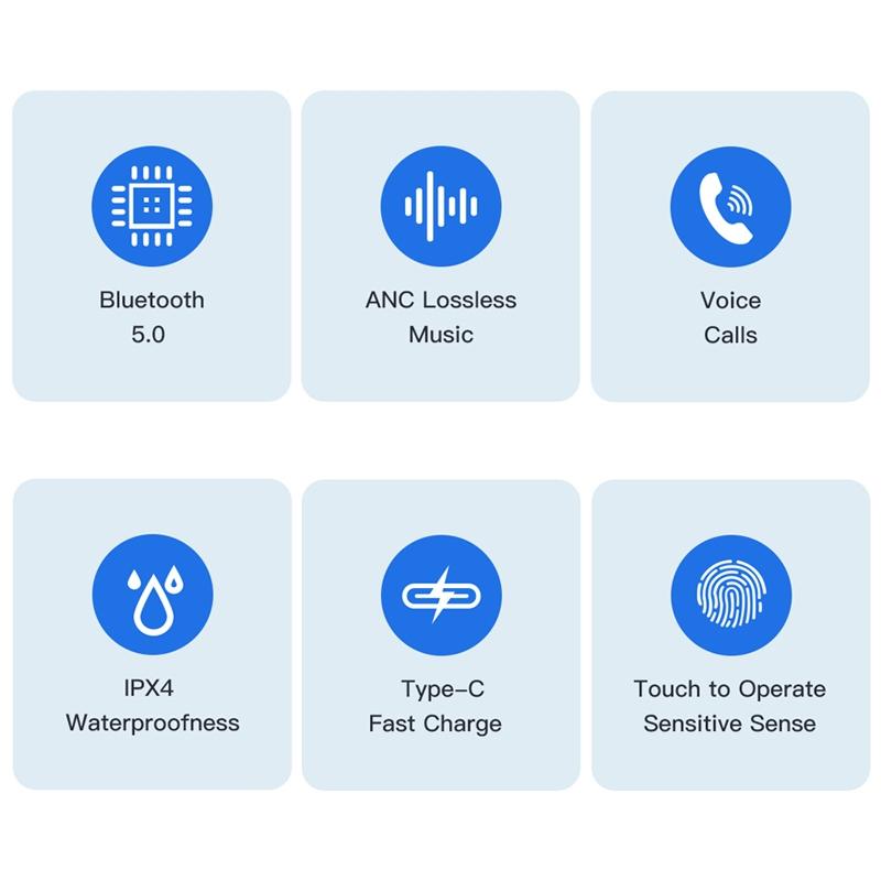 Waterproof Tws Headset with Anc & Charging Case - Ta1 Bluetooth V5.0 5