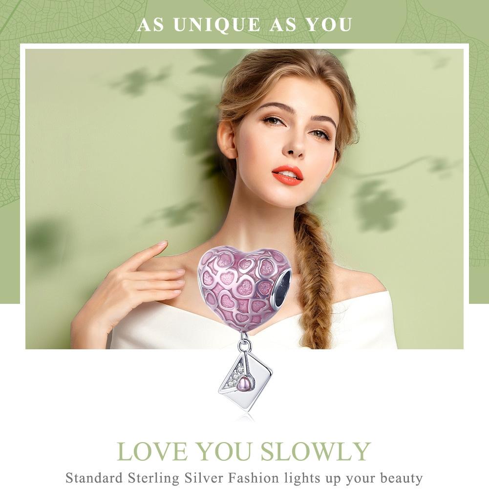 925 Sterling Silver Romantic Love Letter Heart Bracelet With Zirconium Diamond Beads 4
