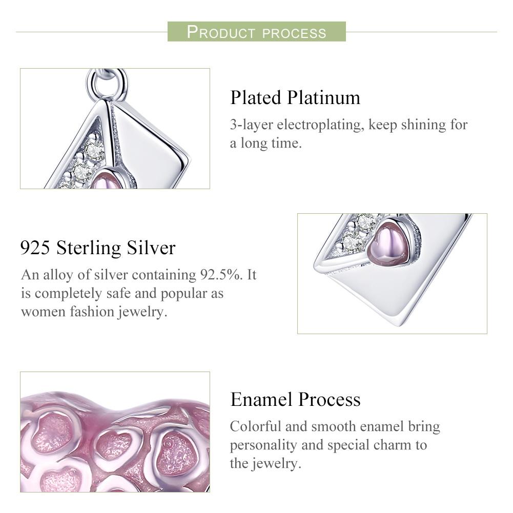 925 Sterling Silver Romantic Love Letter Heart Bracelet With Zirconium Diamond Beads 5