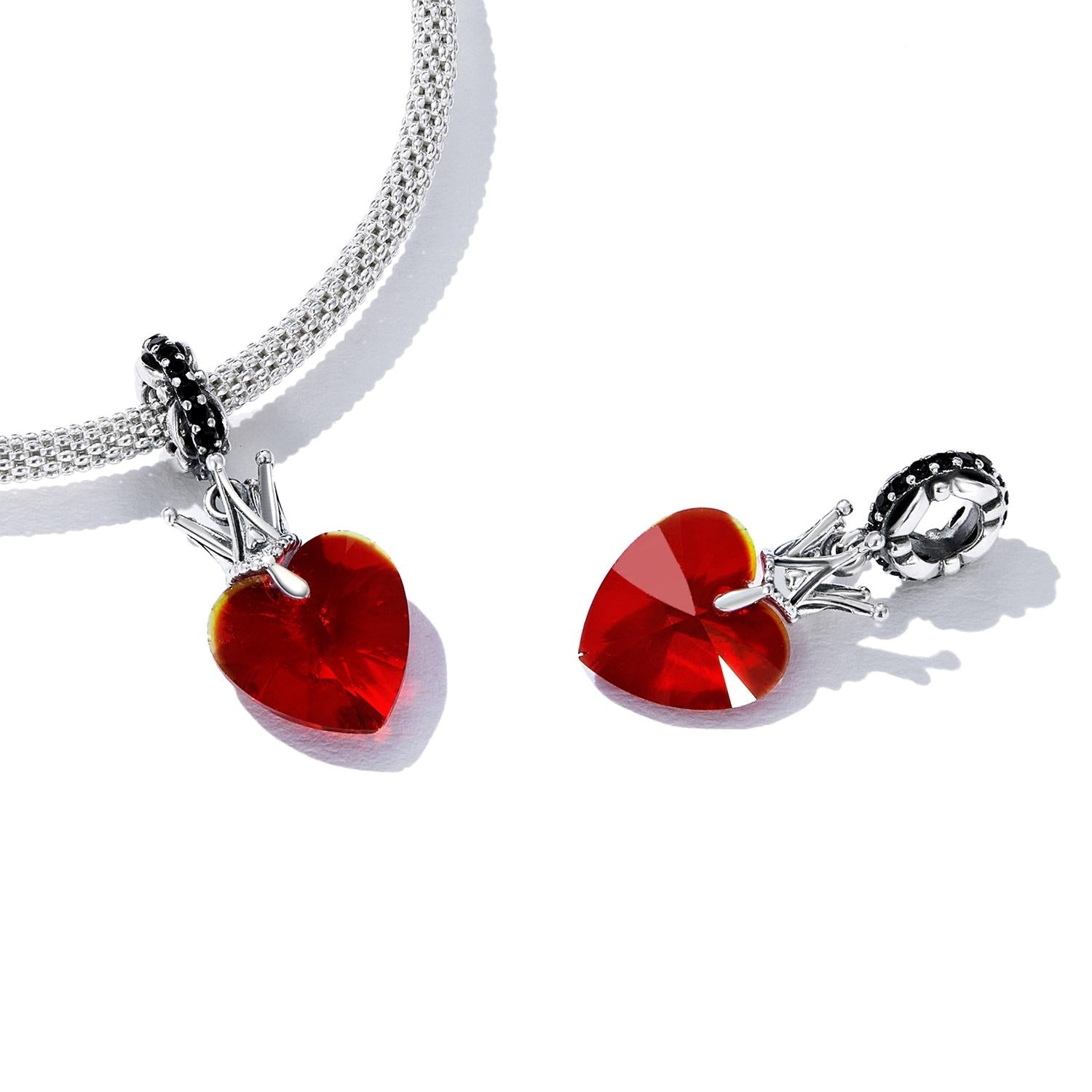 925 Sterling Silver Crown Heart Pendant For Bracelet Or Necklace 6