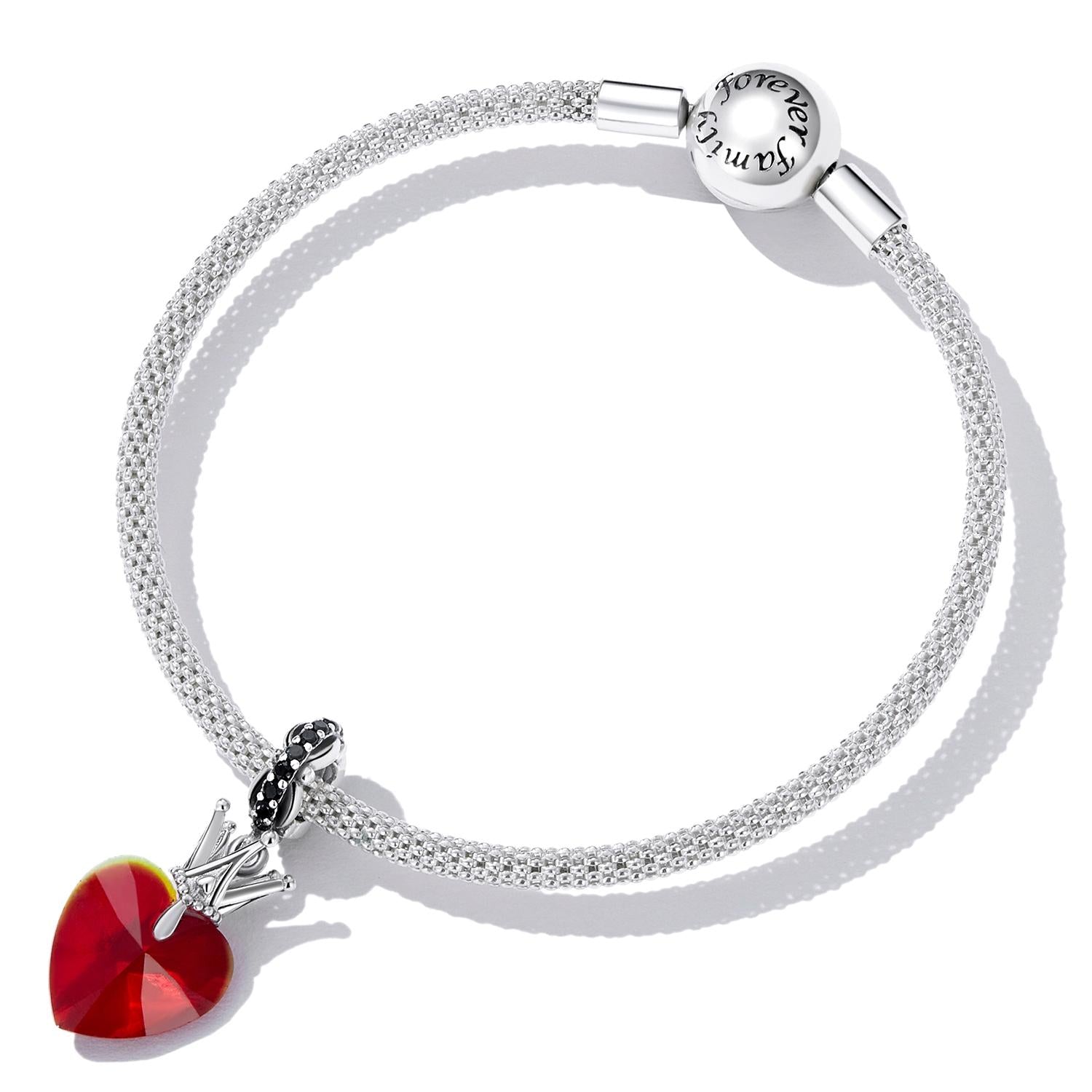 925 Sterling Silver Crown Heart Pendant For Bracelet Or Necklace 7