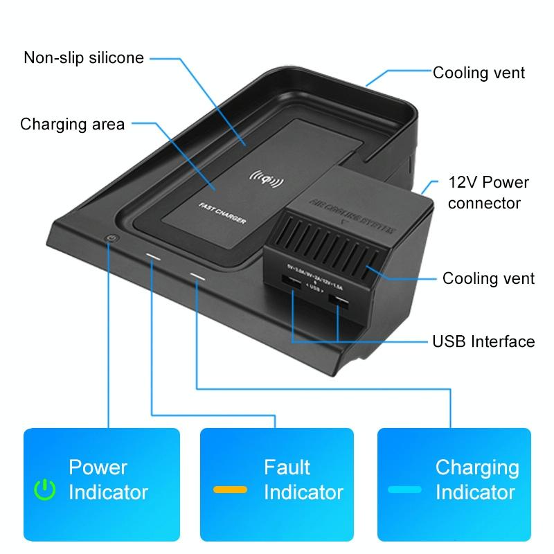 10w Wireless Charger for Honda Avancier / Urv 2017-2020 Qi Standard Quick Charging 3