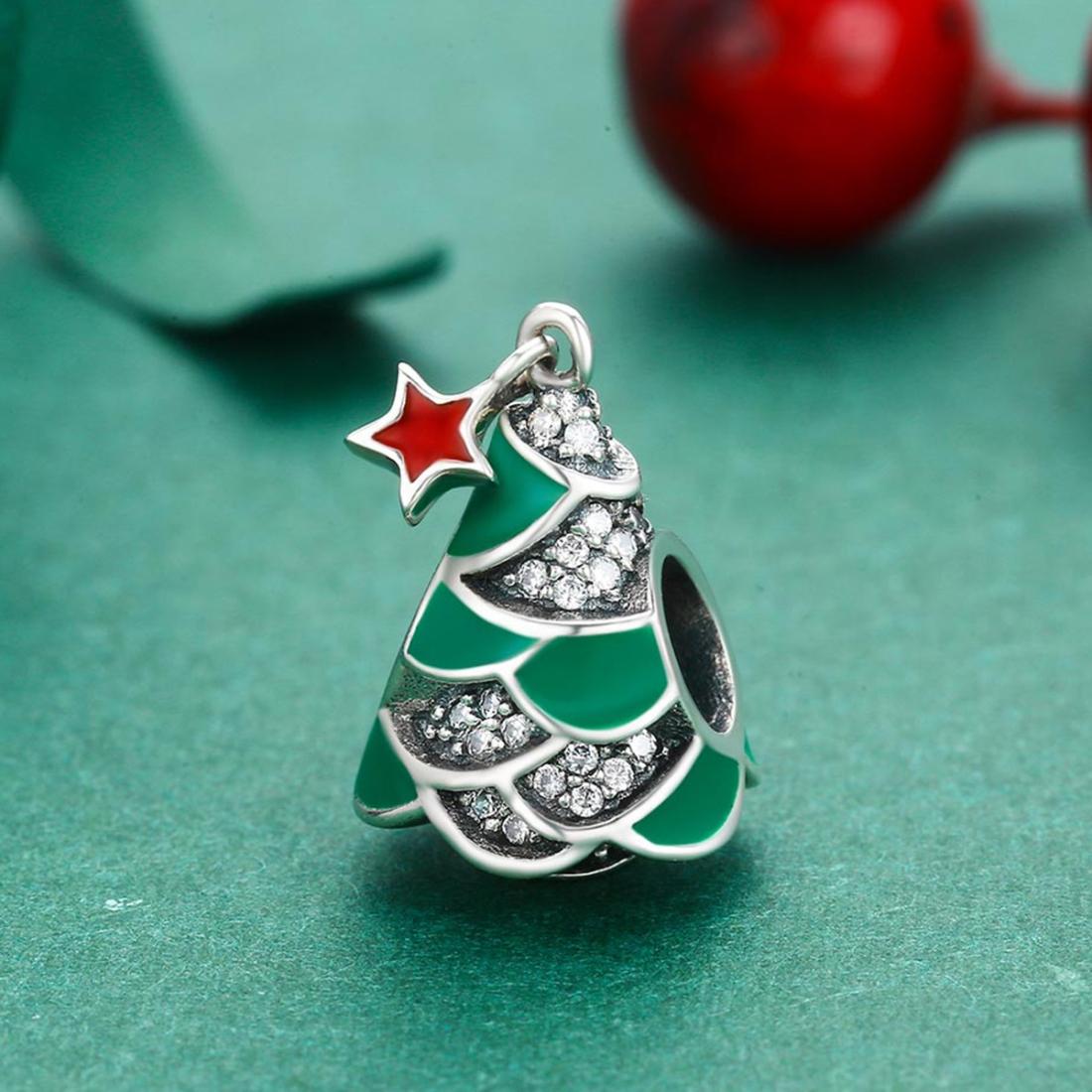 925 Sterling Silver Christmas Tree Bead Pendant For Diy Bracelets & Necklaces 5