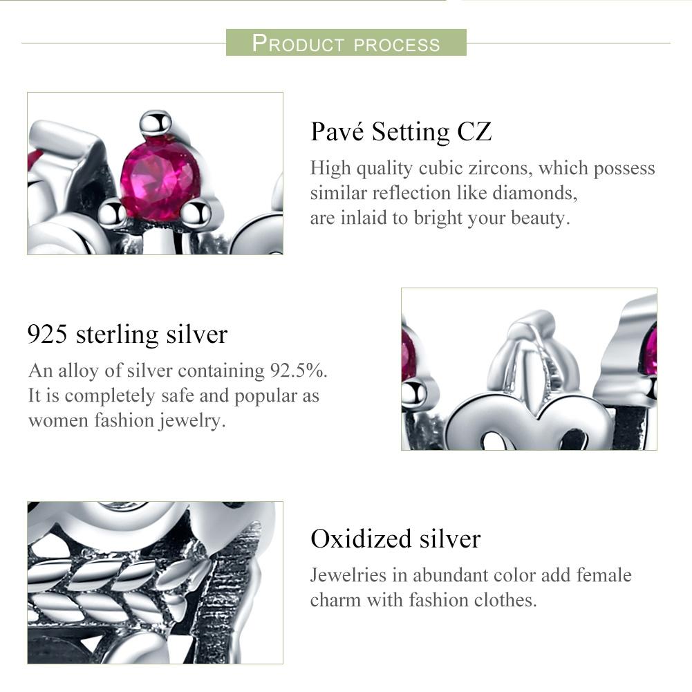 925 Sterling Silver Red Crown Beads For Diy Bracelets 5