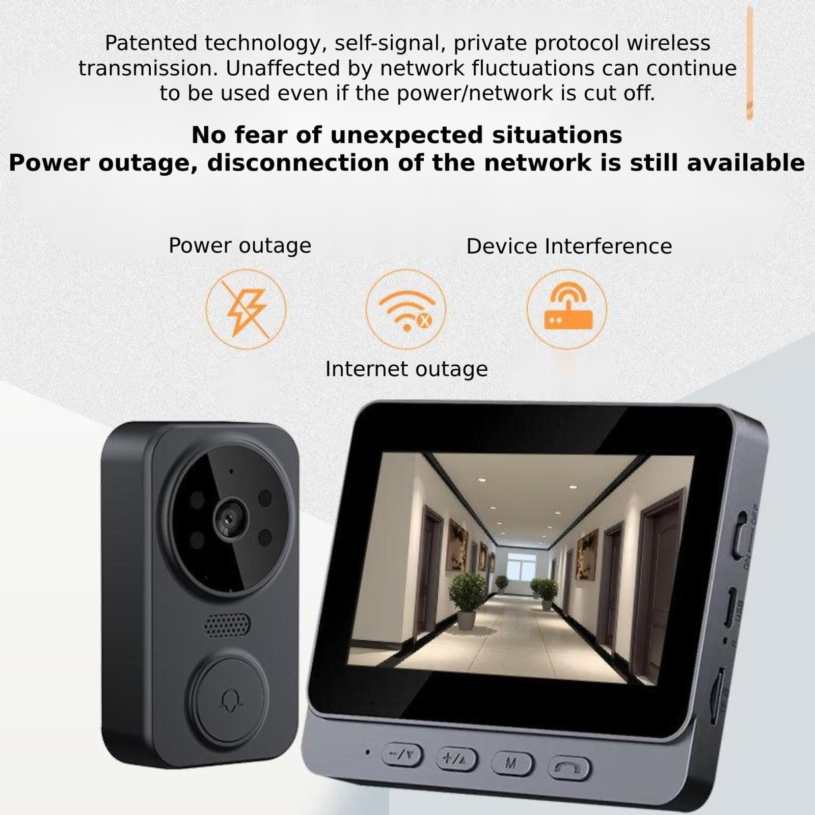 2.4G Wireless Doorbell With 4.3 Ips Screen And Night Vision Camera 4