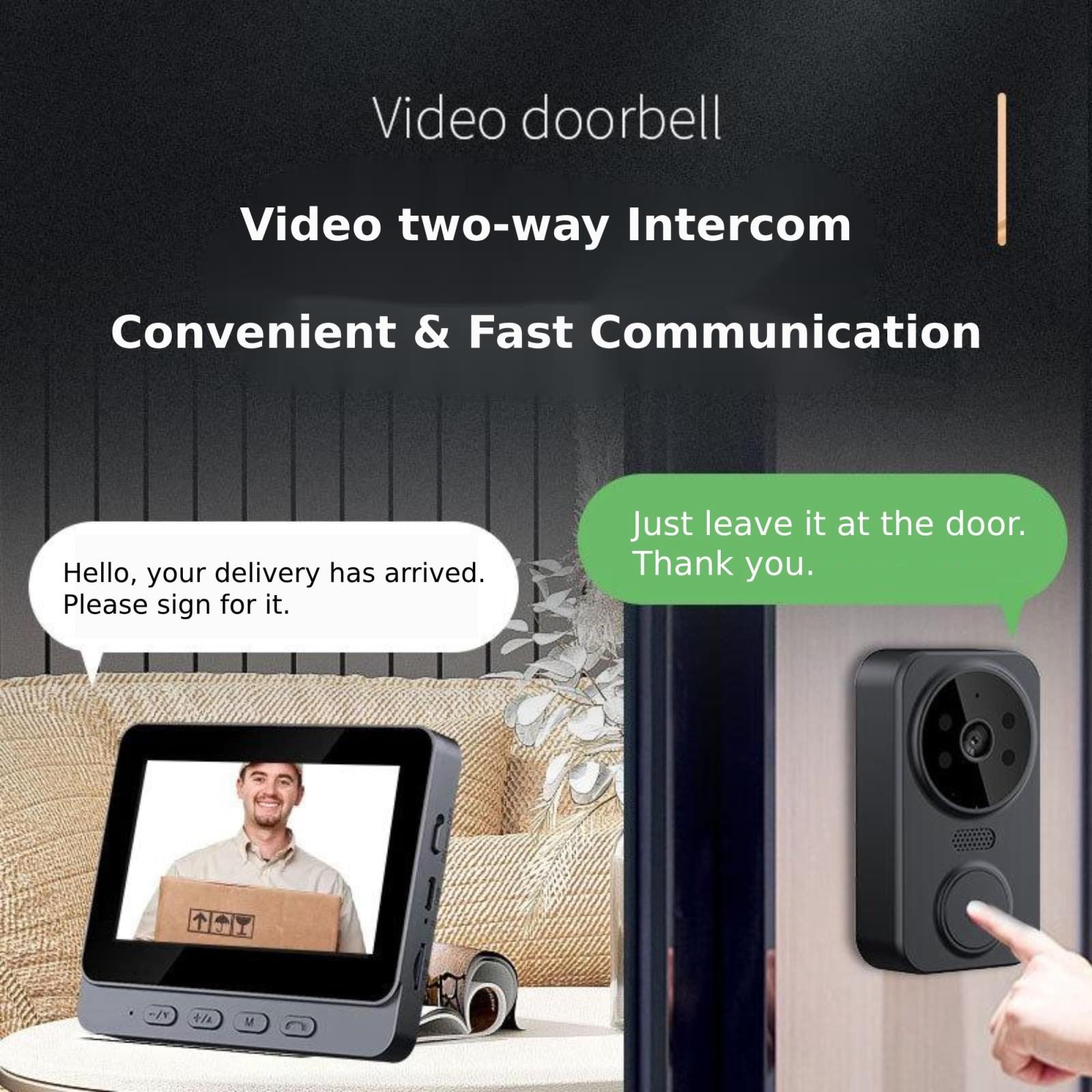 2.4G Wireless Doorbell With 4.3 Ips Screen And Night Vision Camera 7