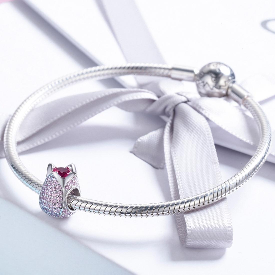 925 Sterling Silver Tulip Bead Bracelet Charm 7