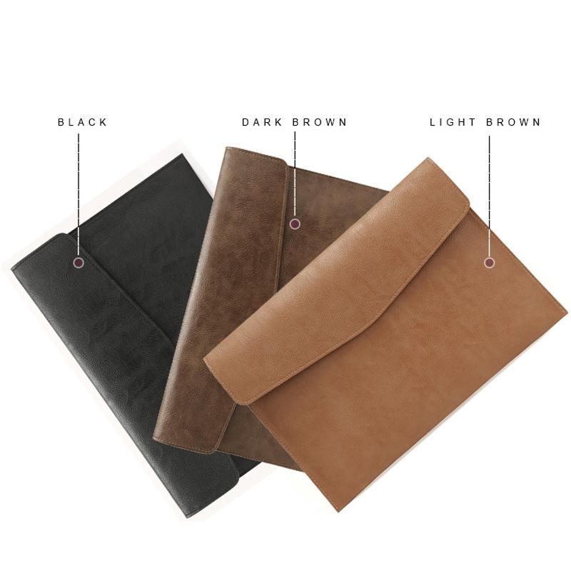 13.3 Inch Laptop Sleeve & Power Bag - Litchi Pattern Pu Leather Dark Brown 3