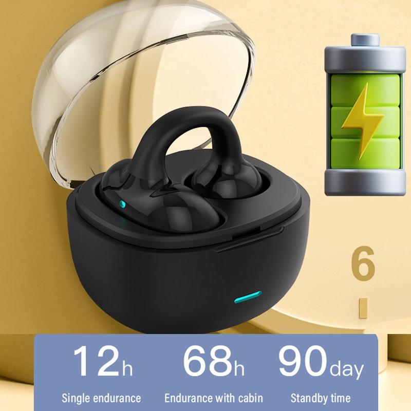 Touch Bone Conduction Bluetooth Earphone with Charging Warehouse - Ear Clip Type - Skin Colour 9