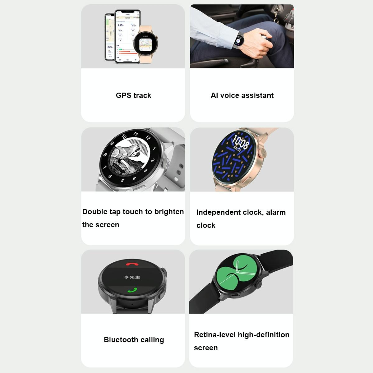 1.36 Inch Hd Screen Nfc Smart Call Watch Gold Steel 7