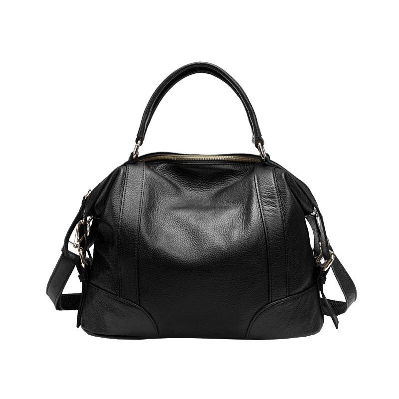 Black Single Shoulder Leather Messenger Bag For Women S