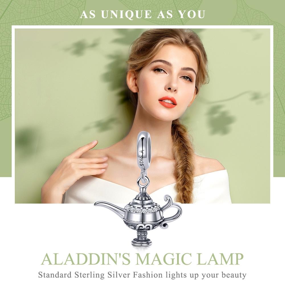 925 Sterling Silver Beaded Magic Lamp Bracelet Charm 4