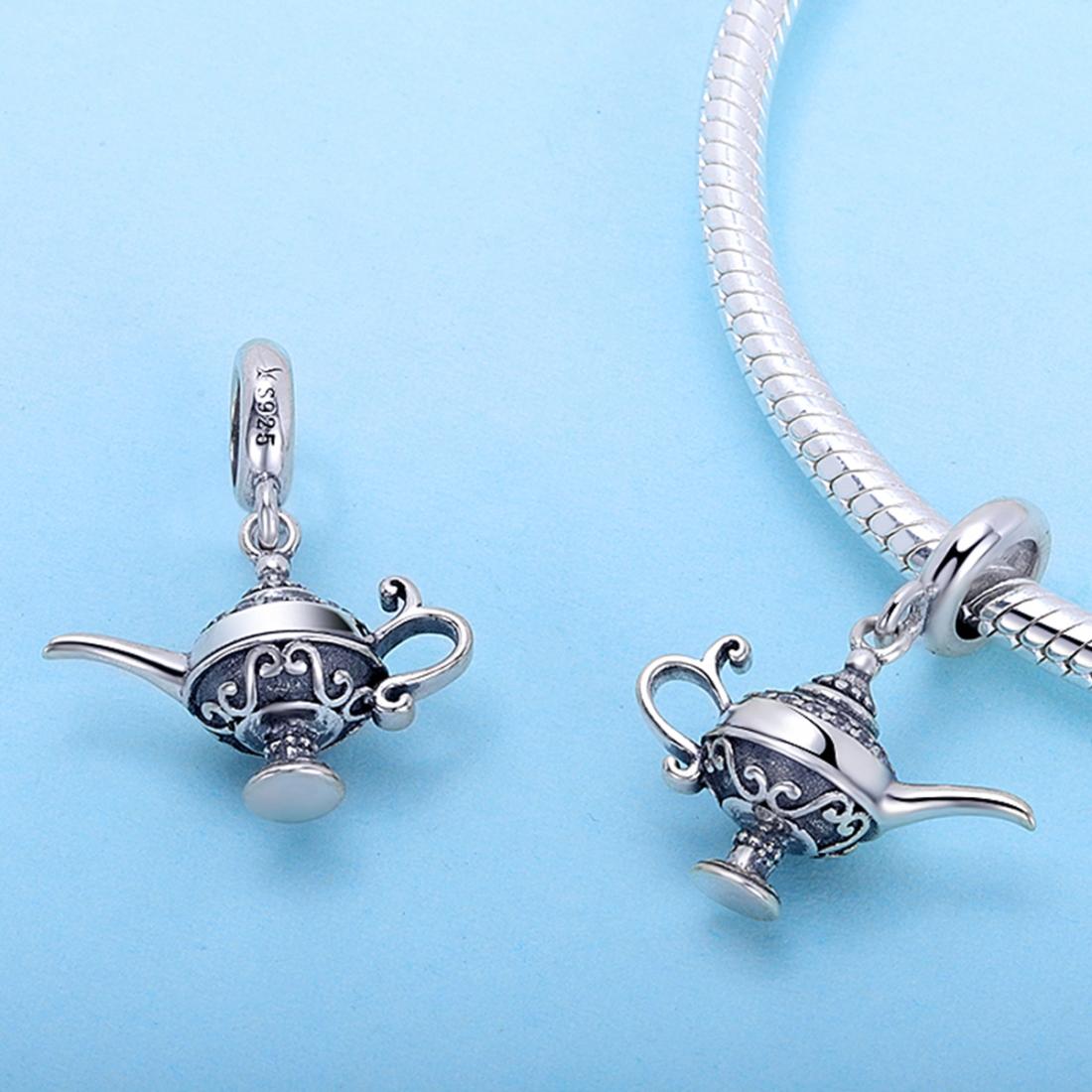 925 Sterling Silver Beaded Magic Lamp Bracelet Charm 6