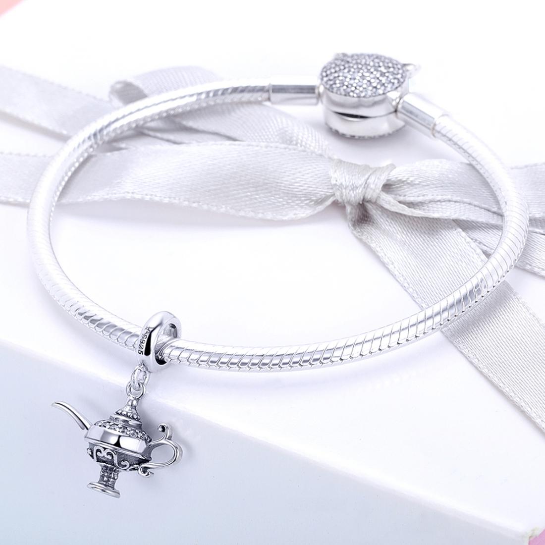 925 Sterling Silver Beaded Magic Lamp Bracelet Charm 7