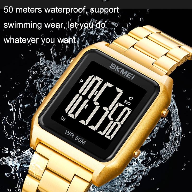 Large Screen Men Multi-function Watch with Steel Belt and Luminous Display 5