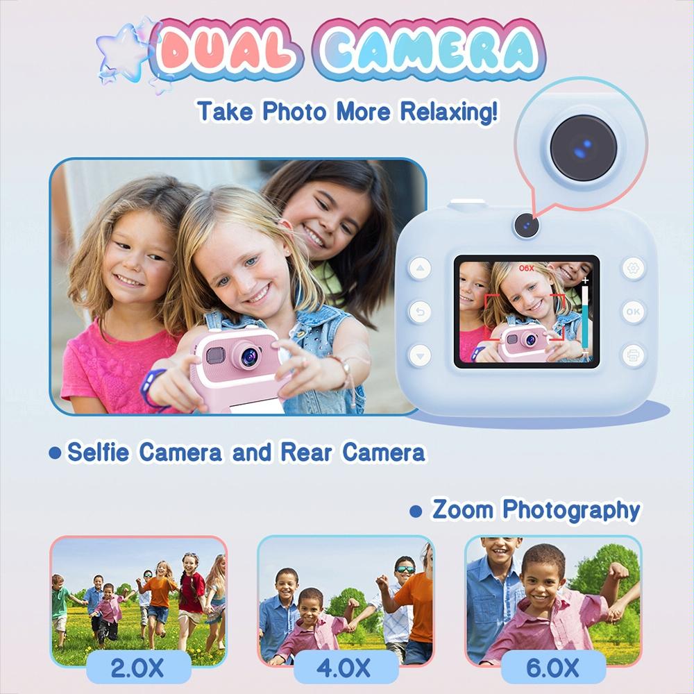 Blue Children'S Thermal Camera With Dual-Camera 1080P Hd 2400W Pixel 2.4-Inch Display - Blue+32Gb 14