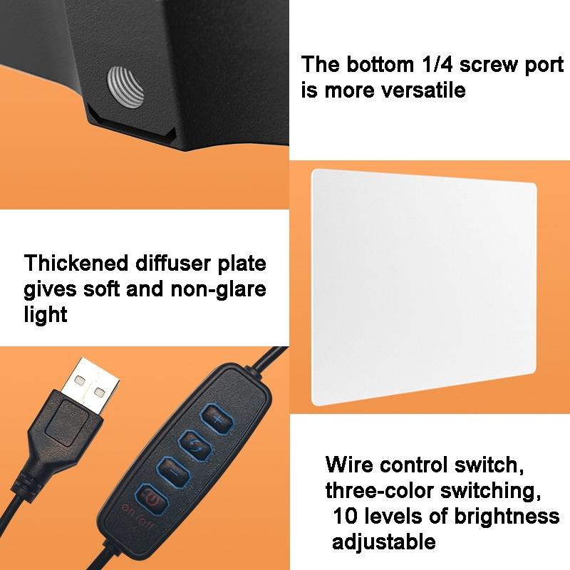 10 Three-colour Temperature Flat-panel Live Fill Light with 2.1m Bracket 7