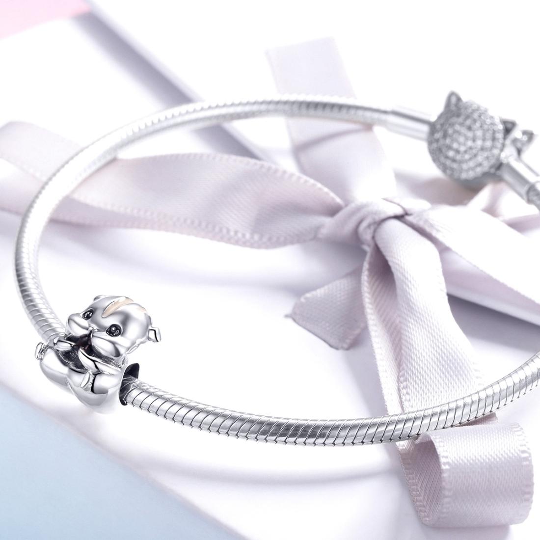 925 Sterling Silver Hamster Bead Bracelet & Necklace Set 8