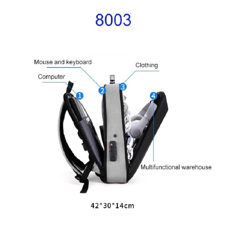 Anti-theft Hard Shell Backpack for Men - Black 4