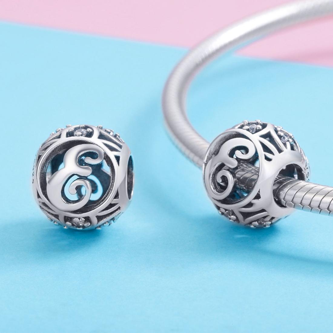 925 Sterling Silver 26 English Letter Beads For Diy Bracelets & Necklaces Style - E 5