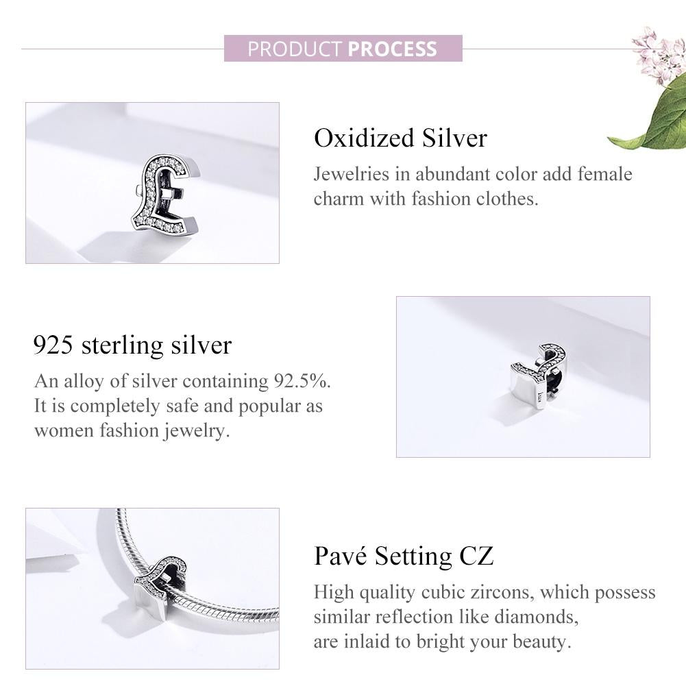 925 Sterling Silver Currency Symbol Pendant For Diy Bracelets And Necklaces 8