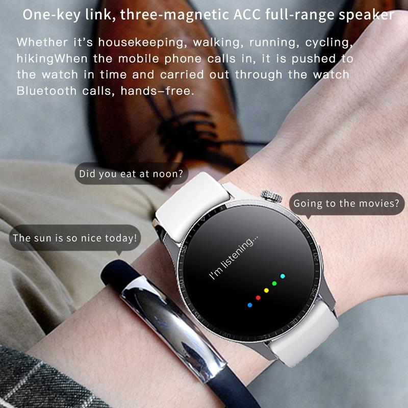 1.35 Inch Smart Watch Bluetooth Calls Health Monitoring 150+ Sports Black - Black 3-Beads Steel 15