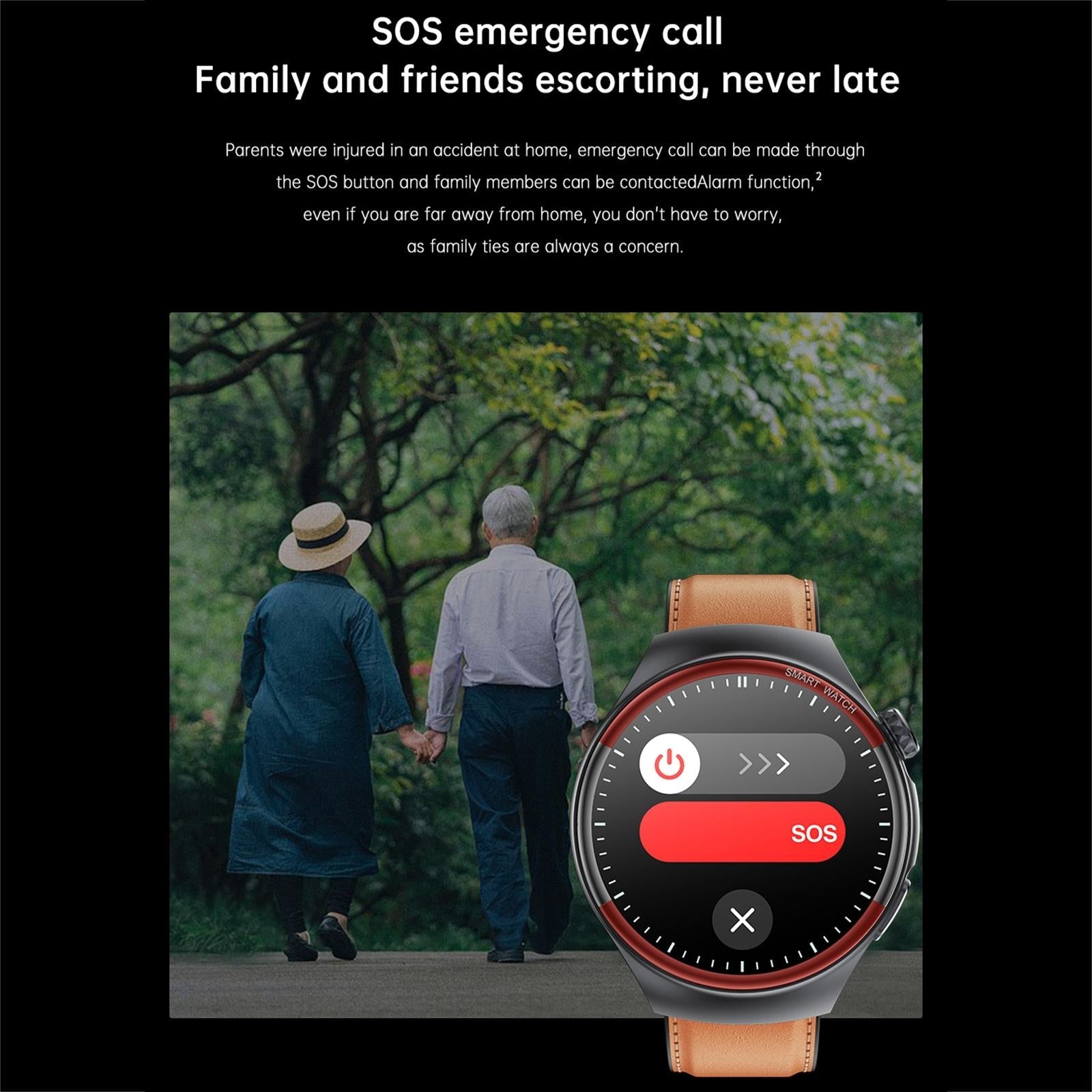 Smart Round Screen Watch With Bt Call And Health Tracking - Leather - Leather Black 7